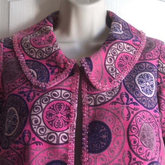 Anthropologie Elevenses Velvet Beaded Jacket/Blazer 3/4 Sleeves - Picture 3 of 8